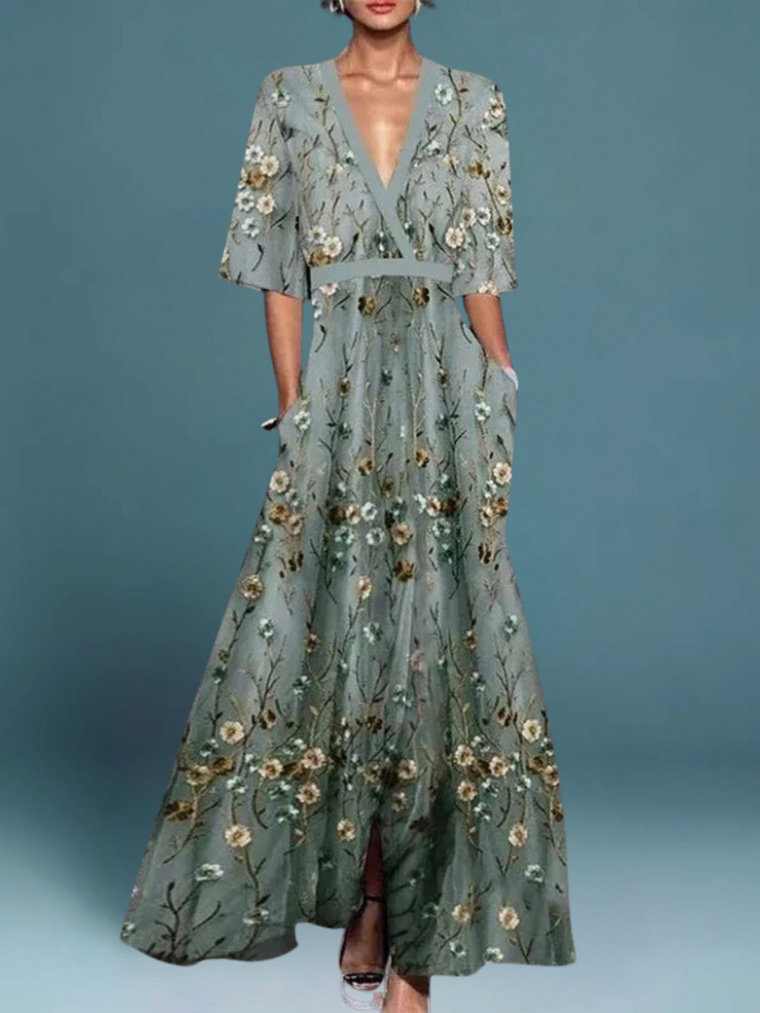 Océane – Elegantes Blumen-Maxikleid