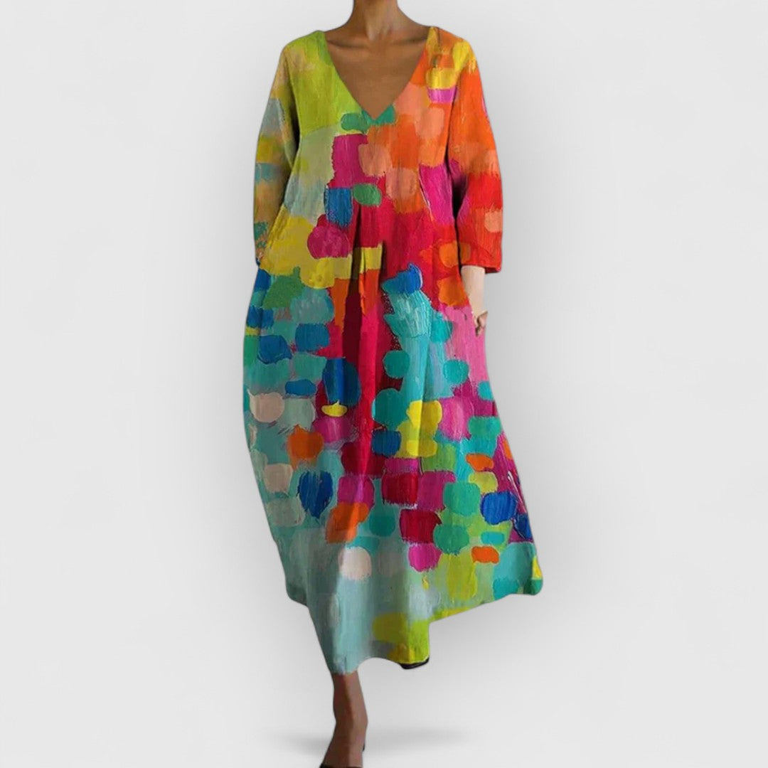 Anastasia | V-Ausschnitt Kleid in Farbe