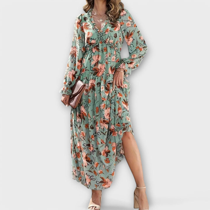 Zarela – Maxikleid mit abstraktem Muster und Boho-Charme