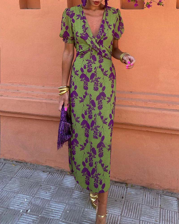 Angelina - Atemloses V-Ausschnitt Midi-Kleid