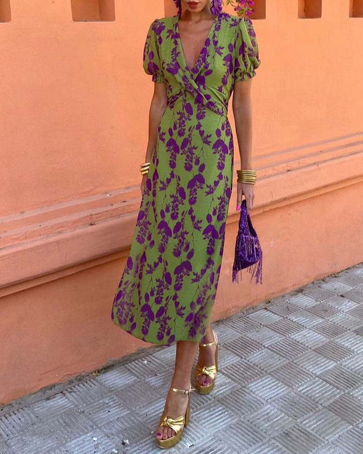 Angelina - Atemloses V-Ausschnitt Midi-Kleid