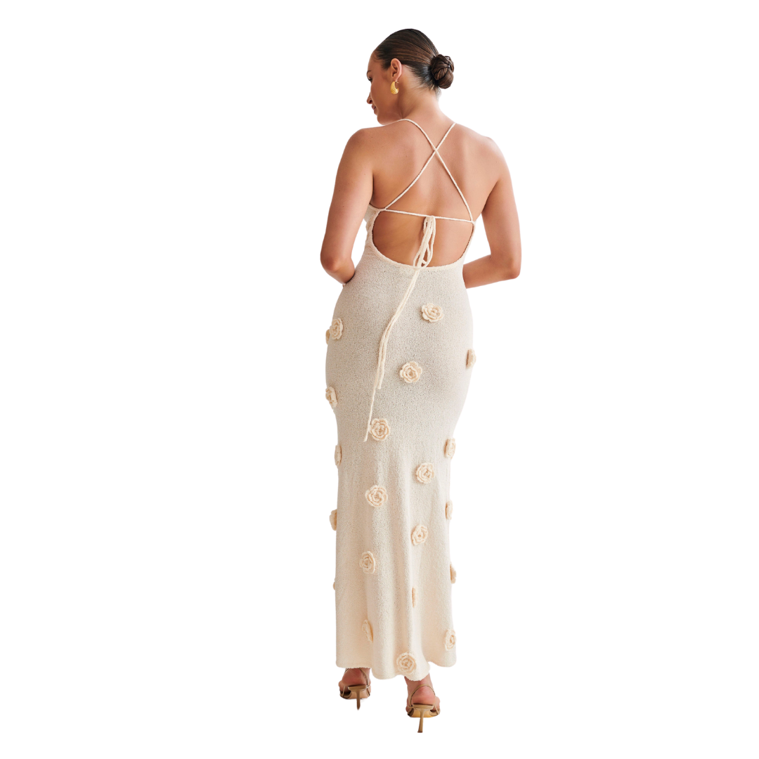 Sophie - Suki Strick Maxikleid mit Blumen Nude