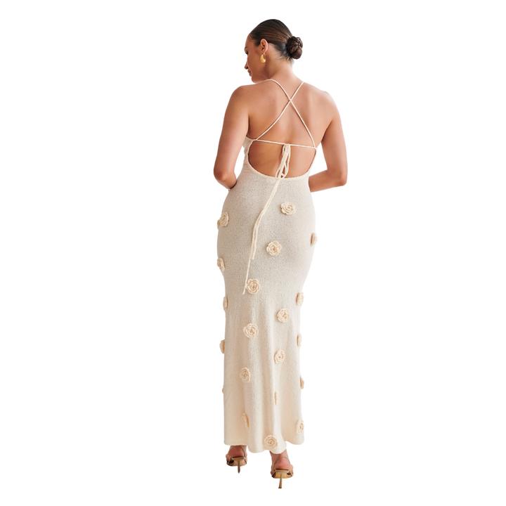 Sophie - Suki Strick Maxikleid mit Blumen Nude