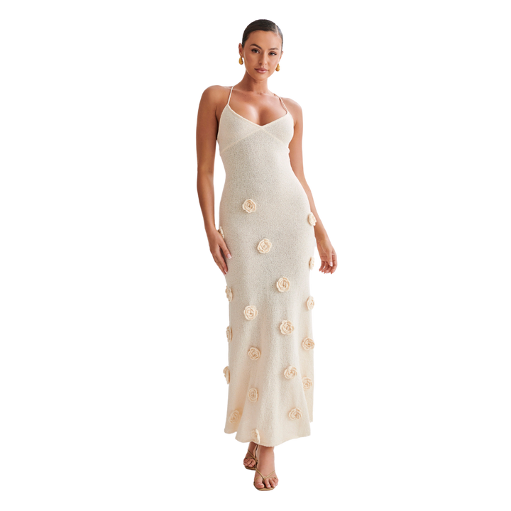 Sophie - Suki Strick Maxikleid mit Blumen Nude