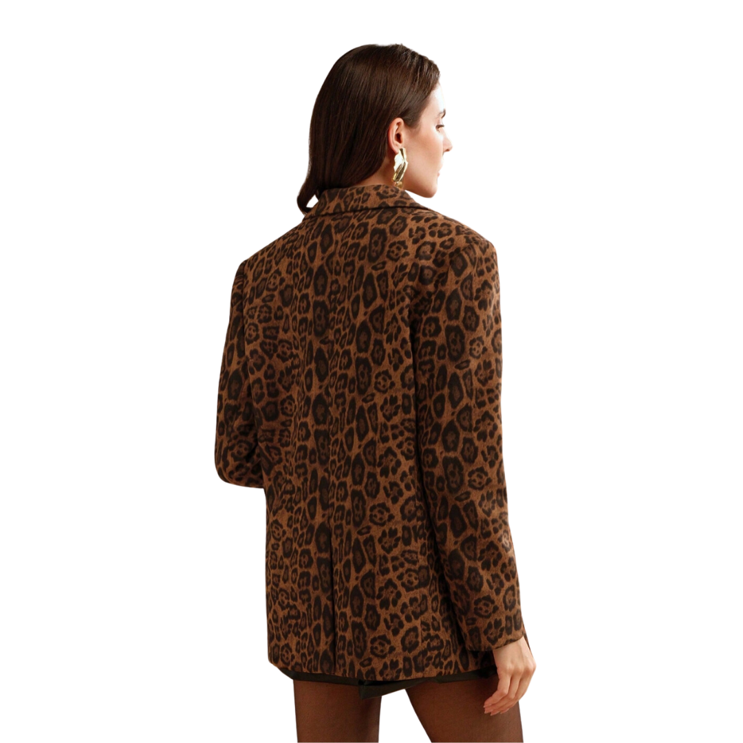 Brand & Belle | Leopardenmuster Ein-Knopf Blazer