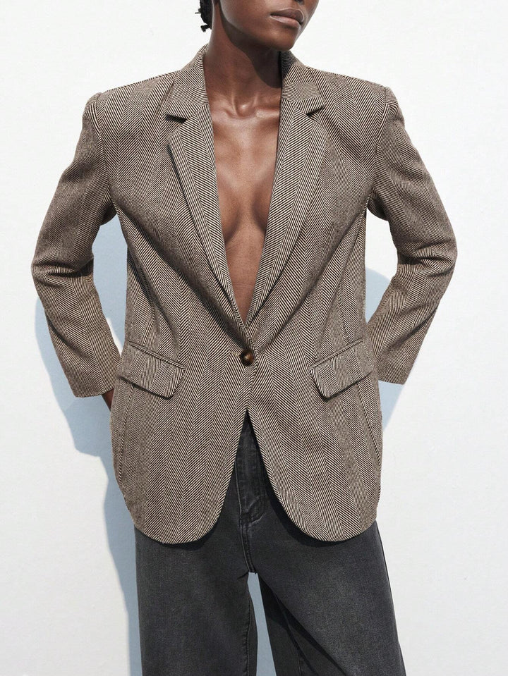 Brand & Belle | Kaffee Brauner Ein-Knopf-Blazer
