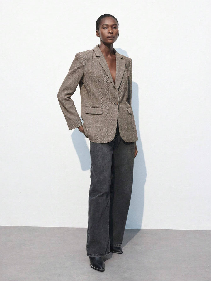 Brand & Belle | Kaffee Brauner Ein-Knopf-Blazer
