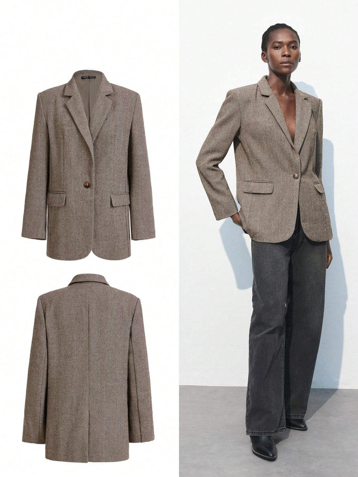 Brand & Belle | Kaffee Brauner Ein-Knopf-Blazer
