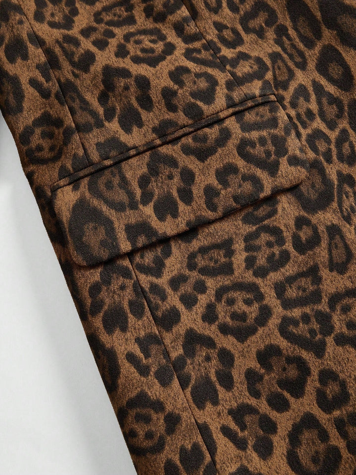 Brand & Belle | Leopardenmuster Ein-Knopf Blazer