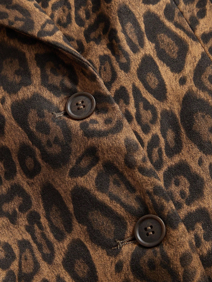 Brand & Belle | Leopardenmuster Ein-Knopf Blazer