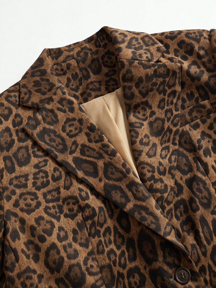 Brand & Belle | Leopardenmuster Ein-Knopf Blazer