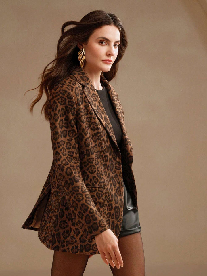 Brand & Belle | Leopardenmuster Ein-Knopf Blazer
