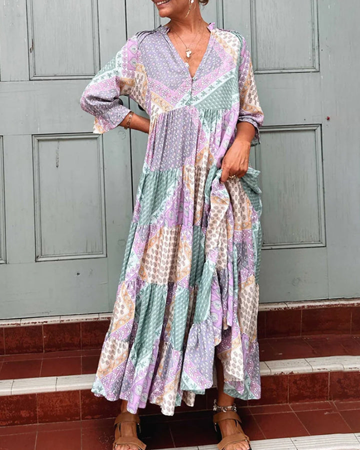 Tilda | Luftiges Boho-Kleid mit Patchwork-Print