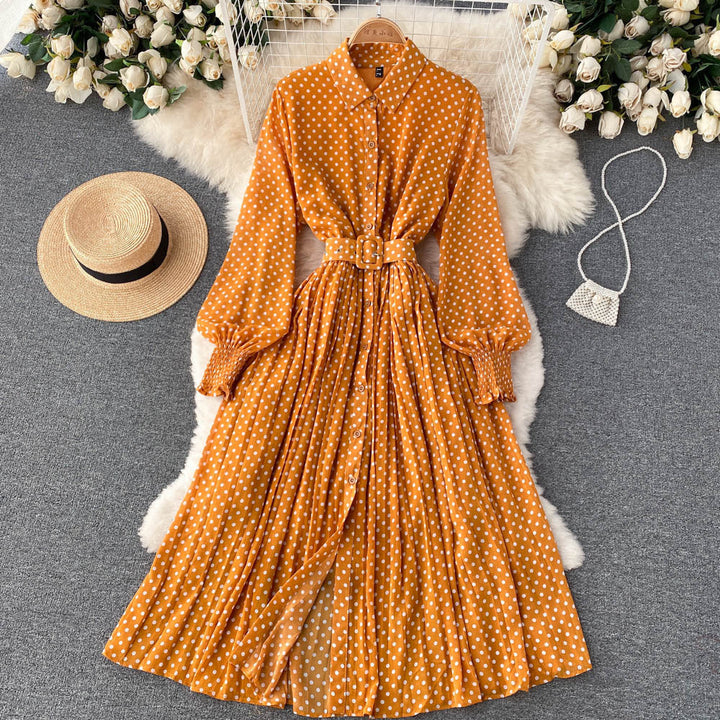 Punkte Chiffon Plissee Kleid