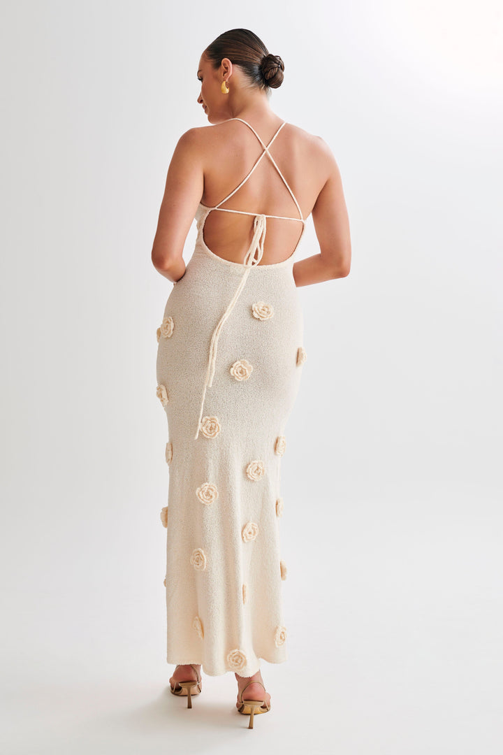 Sophie - Suki Strick Maxikleid mit Blumen Nude