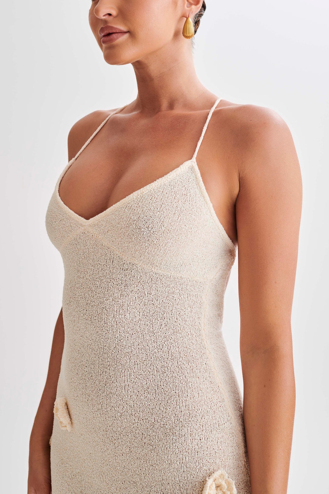 Sophie - Suki Strick Maxikleid mit Blumen Nude