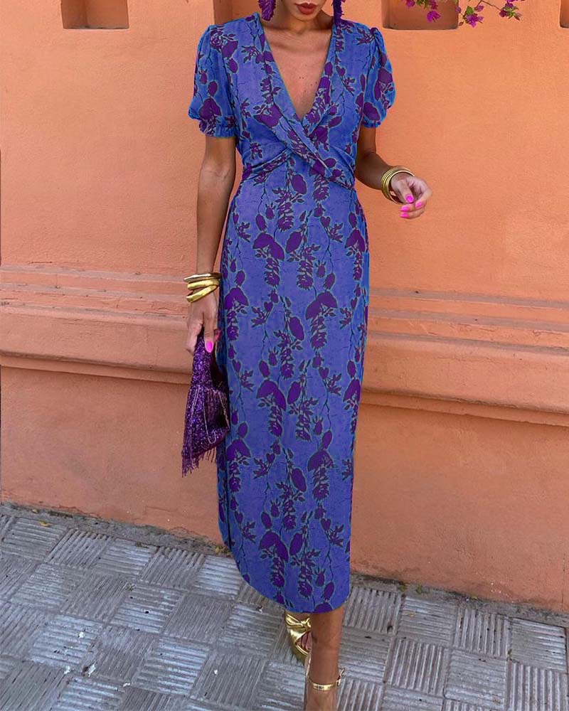 Angelina - Atemloses V-Ausschnitt Midi-Kleid