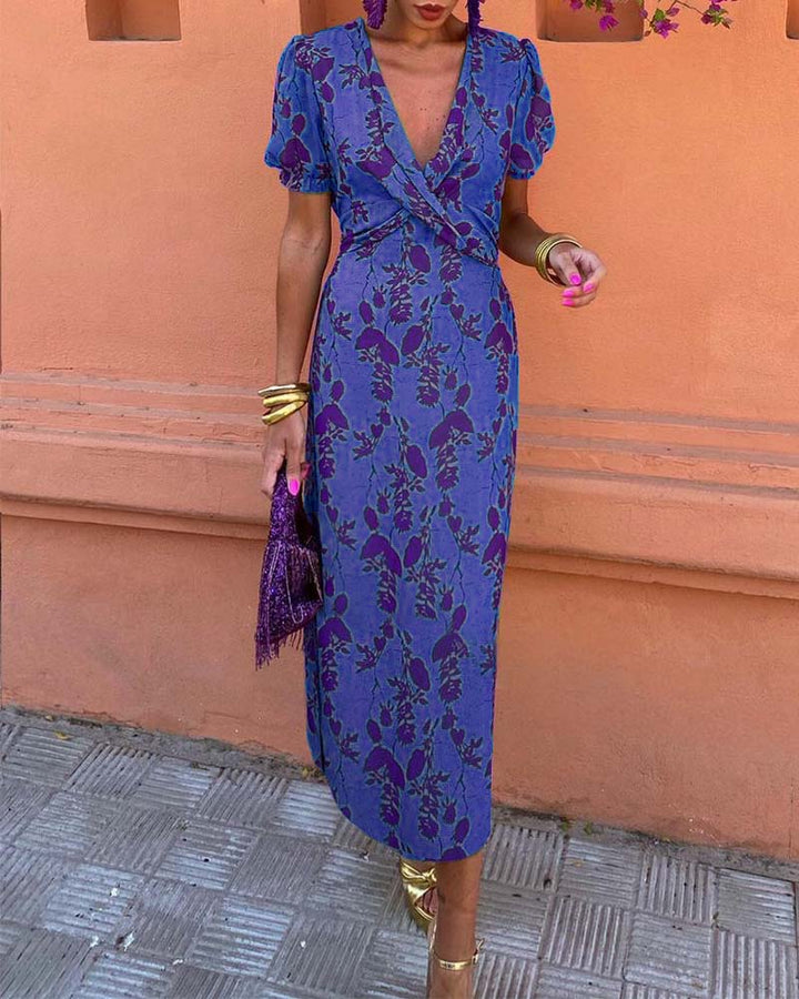 Angelina - Atemloses V-Ausschnitt Midi-Kleid