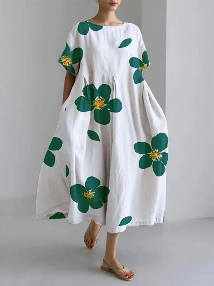 Norie - Rundhalskleid mit Frühlingsblumen