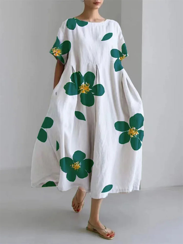 Norie - Rundhalskleid mit Frühlingsblumen