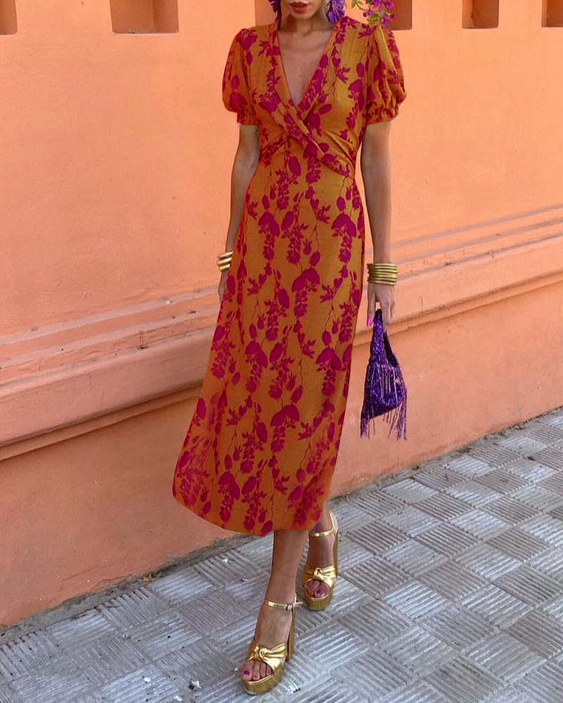 Angelina - Atemloses V-Ausschnitt Midi-Kleid