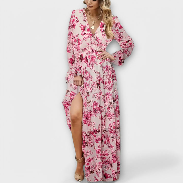 Zarela – Maxikleid mit abstraktem Muster und Boho-Charme
