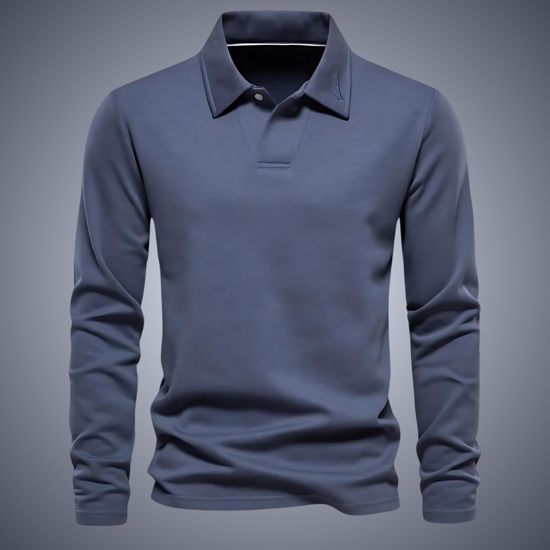 Lässiges Langarm-Poloshirt für Männer - Blau