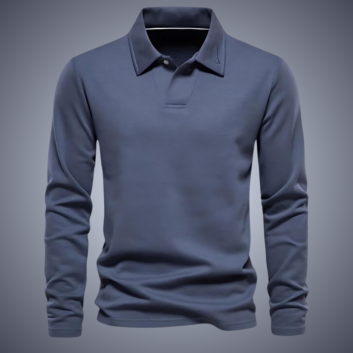 Lässiges Langarm-Poloshirt für Männer - Blau