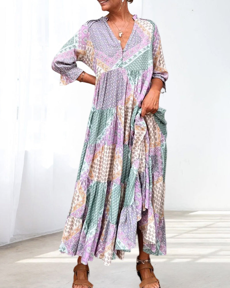 Tilda | Luftiges Boho-Kleid mit Patchwork-Print