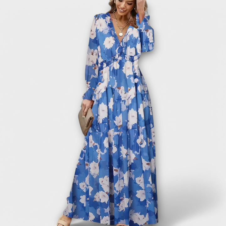 Zarela – Maxikleid mit abstraktem Muster und Boho-Charme