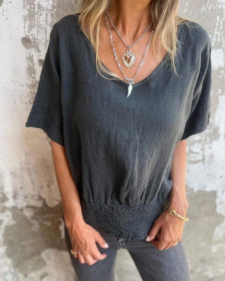 Michelle | Schmal geschnittenes T-Shirt mit V-Ausschnitt