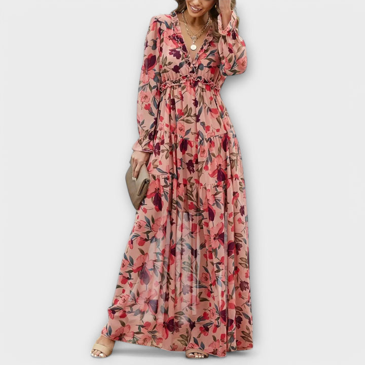 Zarela – Maxikleid mit abstraktem Muster und Boho-Charme