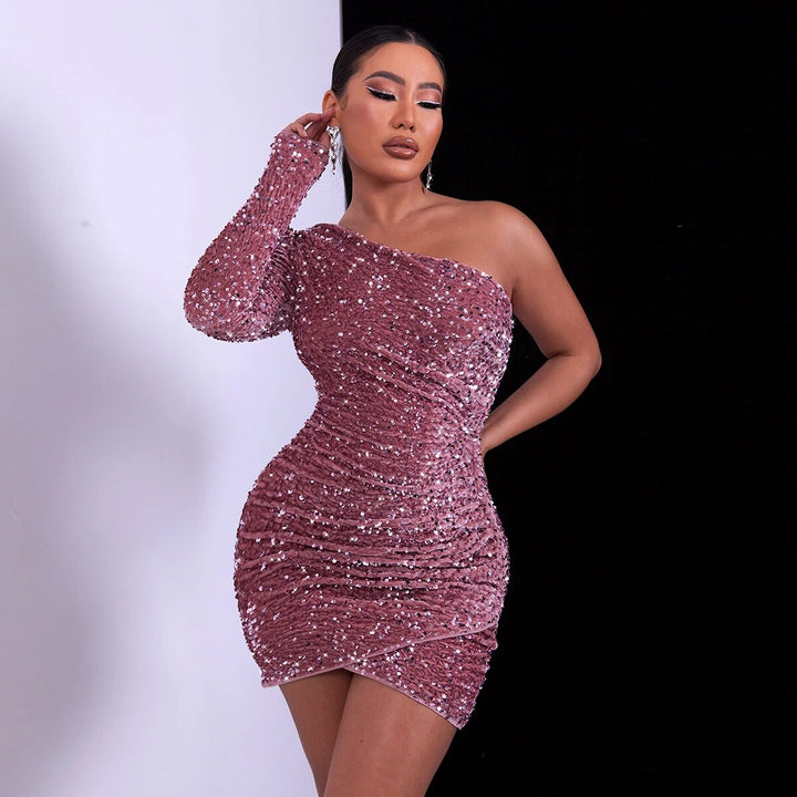 Sophie - Glitzer-Ein-Schulter-Kleid