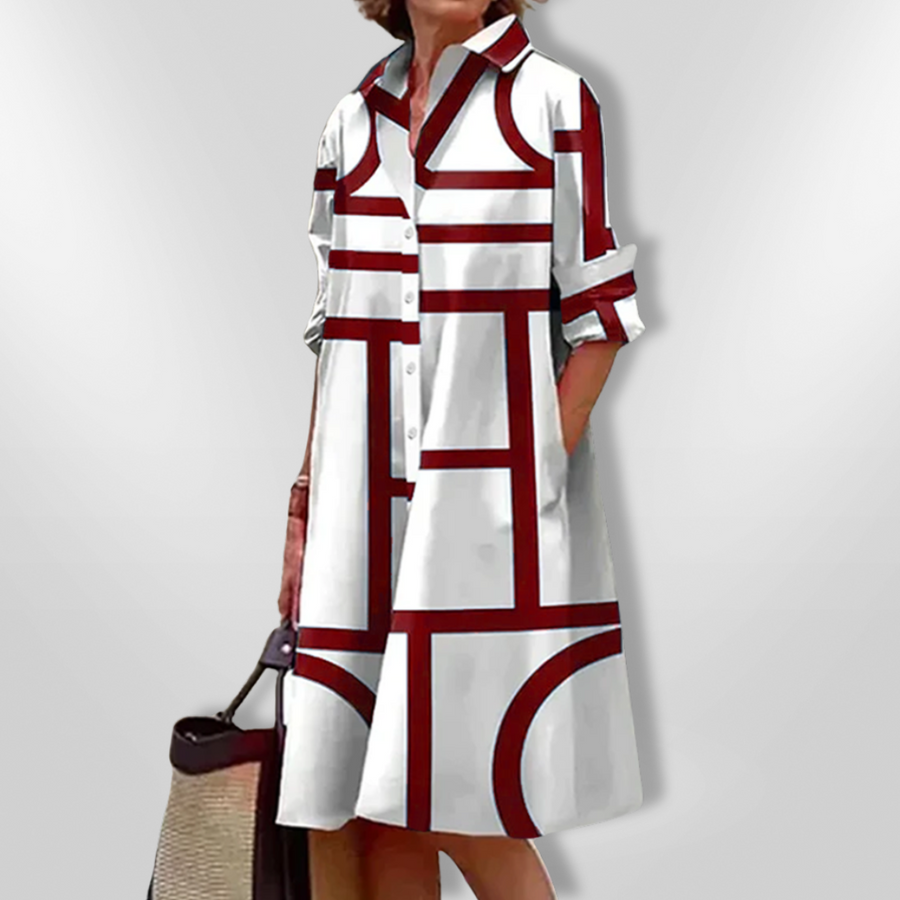 Lynna – Lässiges Midi Kleid Mit Taschen Und Knöpfen