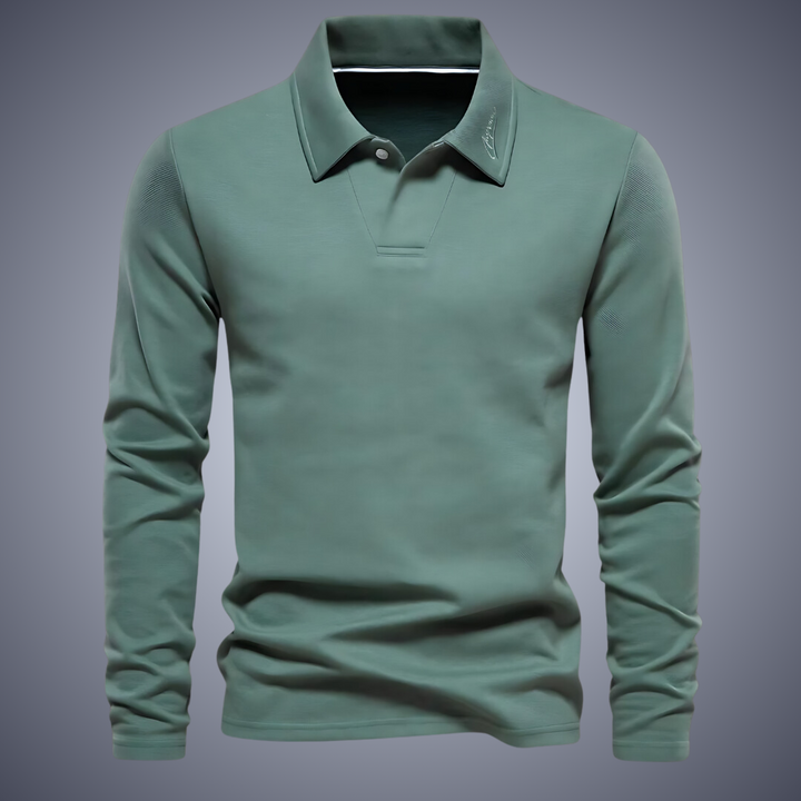 Lässiges Langarm-Poloshirt für Männer - Blau