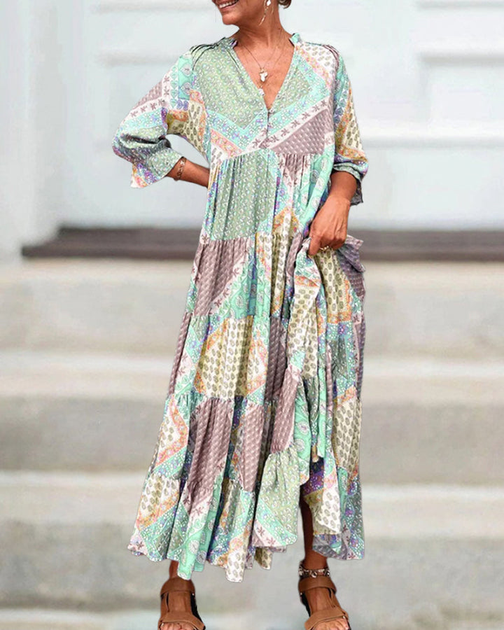 Tilda | Luftiges Boho-Kleid mit Patchwork-Print