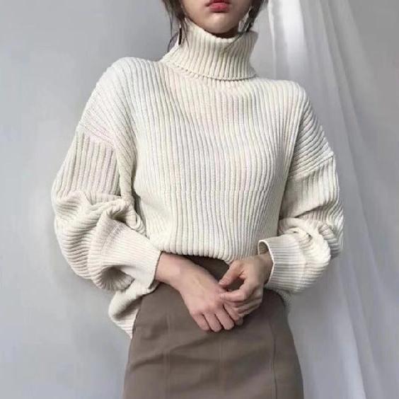 Brand & Belle | Luxuriöser Rollkragenpullover mit Ballonärmeln