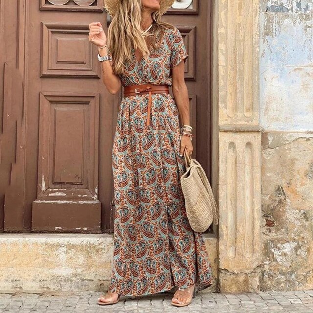 Lennon - Langes, plissiertes Ibiza-Kleid