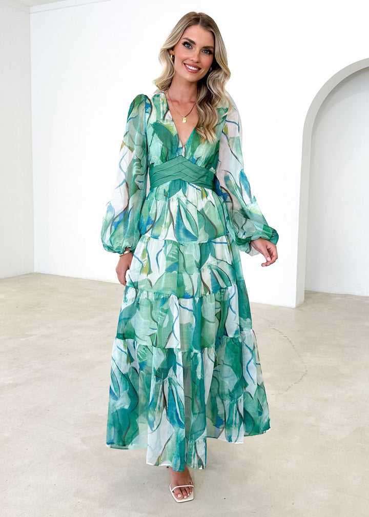 Sophie – Luftiges Maxikleid mit Blattmuster