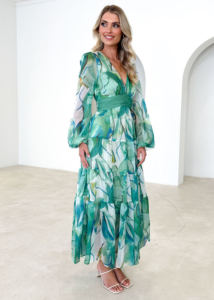Sophie – Luftiges Maxikleid mit Blattmuster