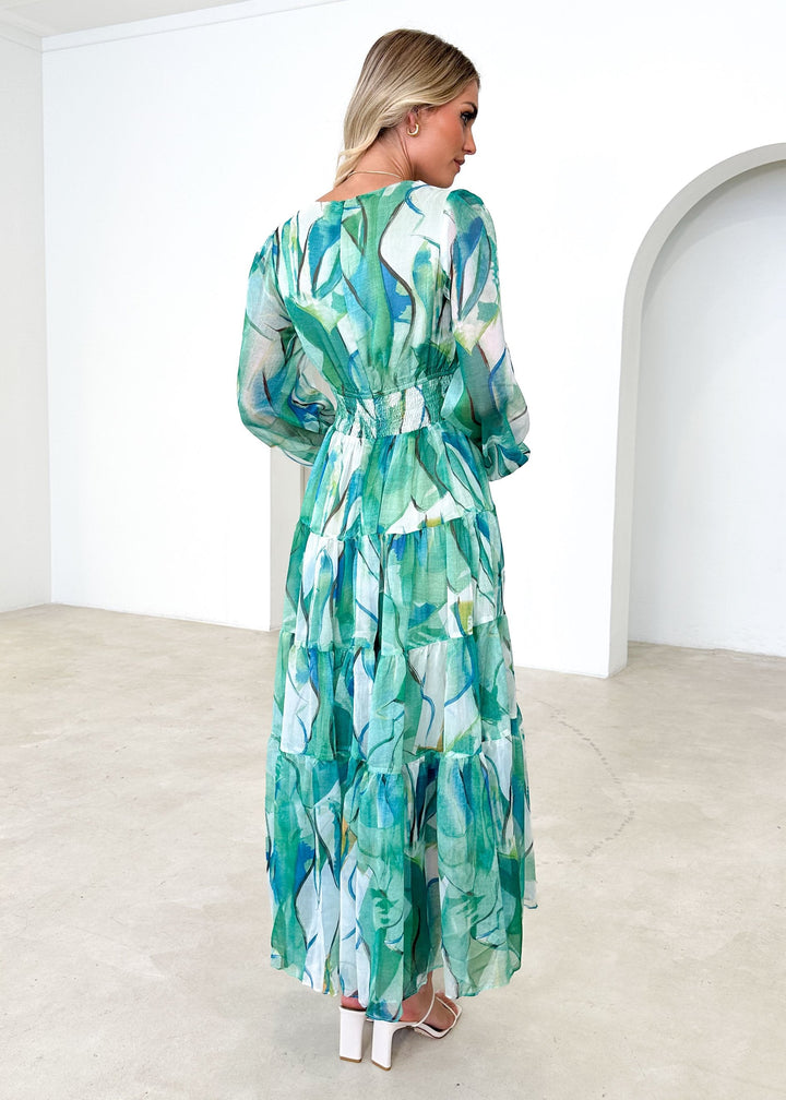 Sophie – Luftiges Maxikleid mit Blattmuster
