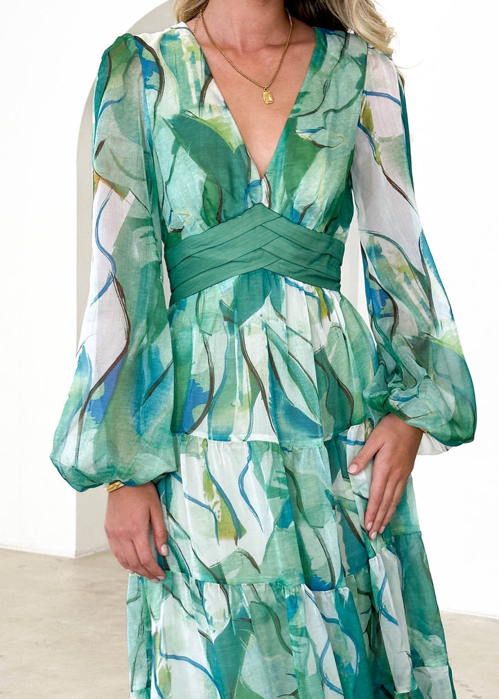 Sophie – Luftiges Maxikleid mit Blattmuster