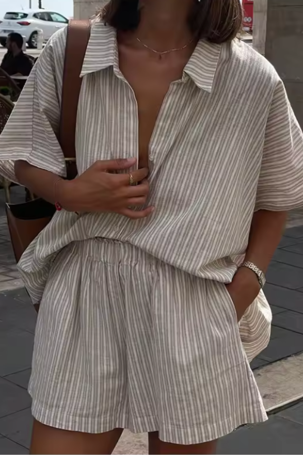 Heidi - Vintage Stil Streifen Hemd und Shorts Set