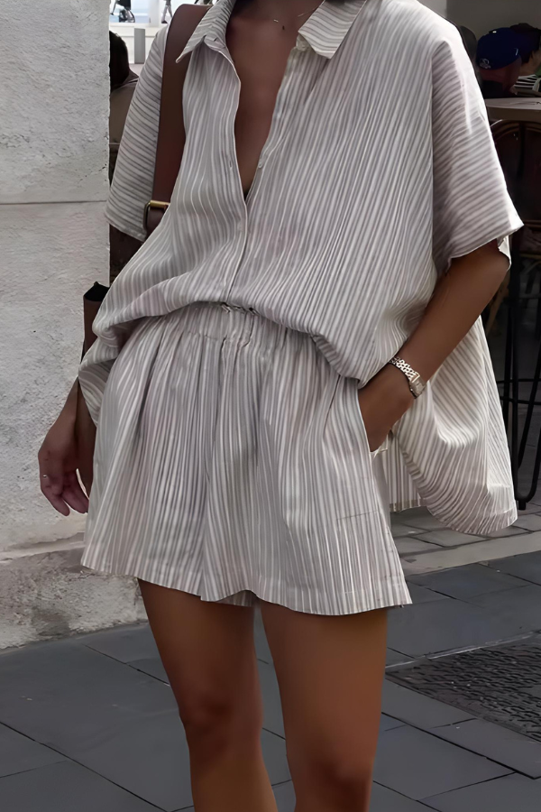 Heidi - Vintage Stil Streifen Hemd und Shorts Set