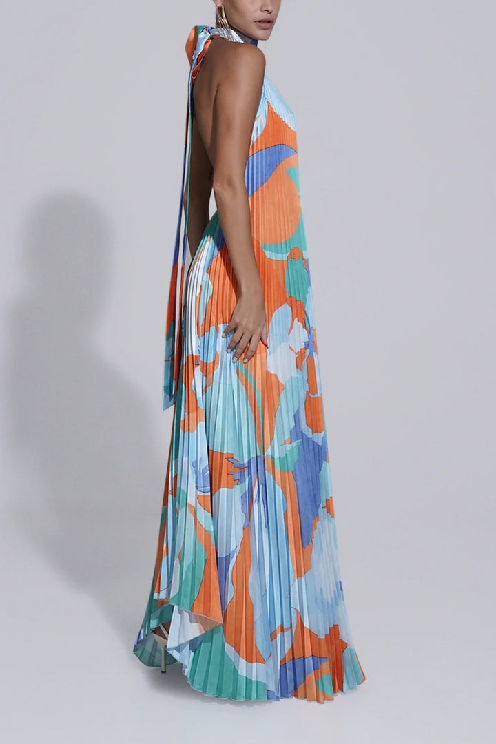 Shalia - Verführerisches Halter-gefaltetes Maxikleid