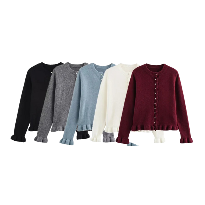 Brand & Belle | Chic Strickjacke mit Knöpfen und Rüschen