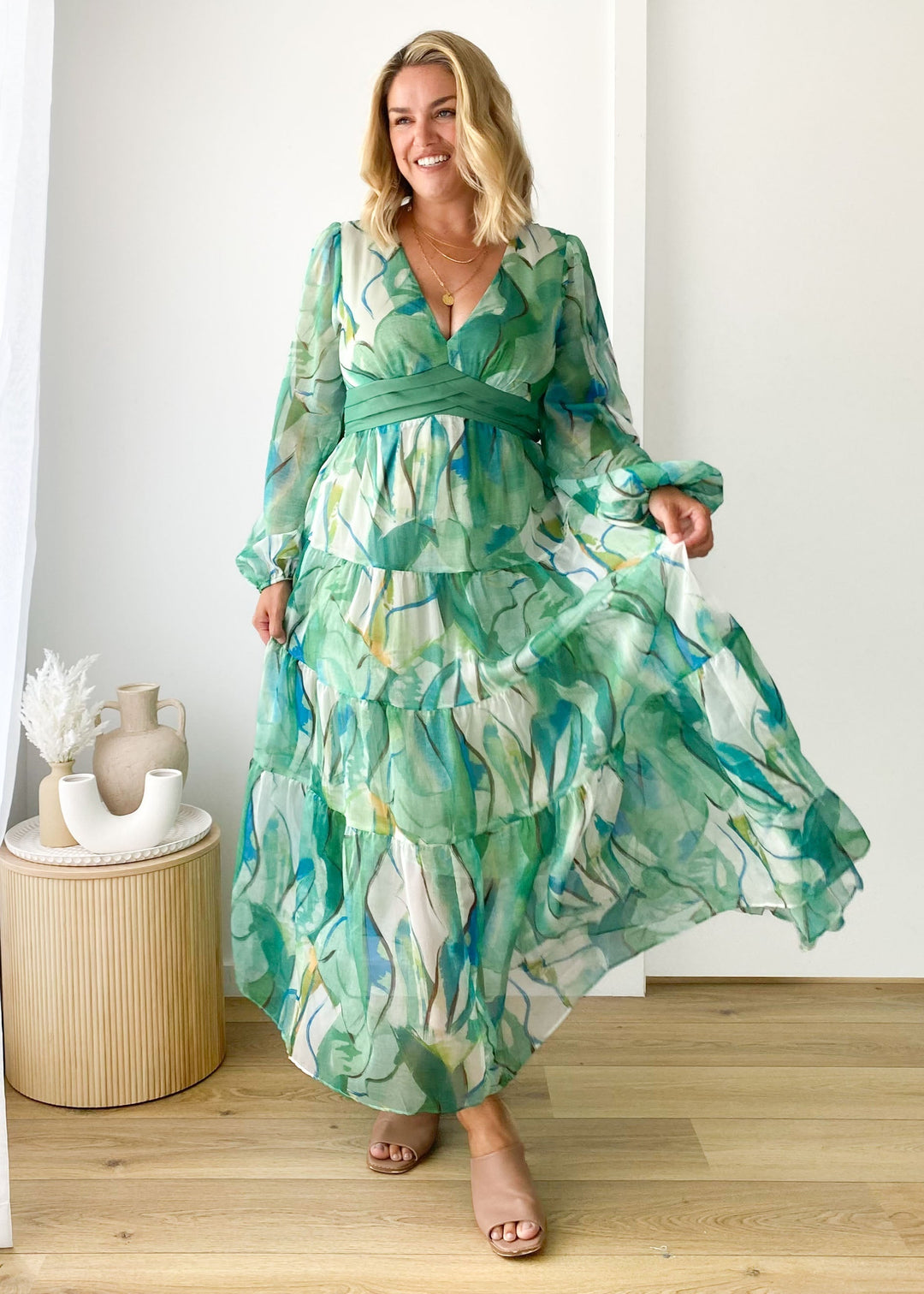 Sophie – Luftiges Maxikleid mit Blattmuster