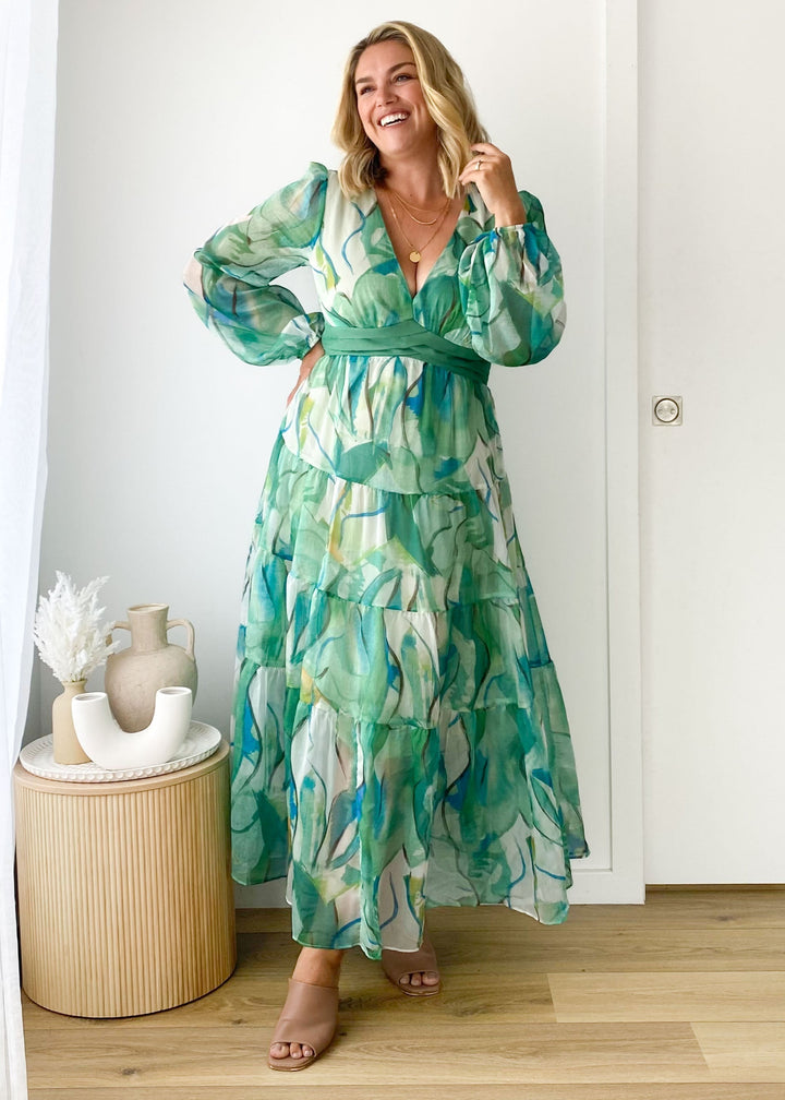Sophie – Luftiges Maxikleid mit Blattmuster