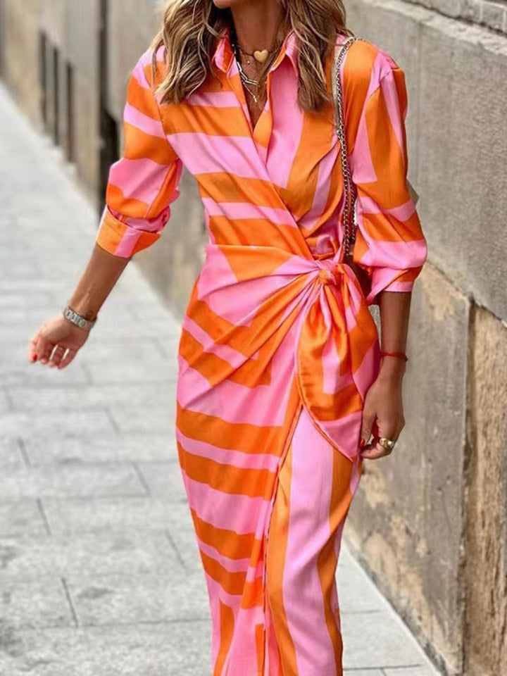 Bernice | Gestreiftes Midi-Hemdkleid