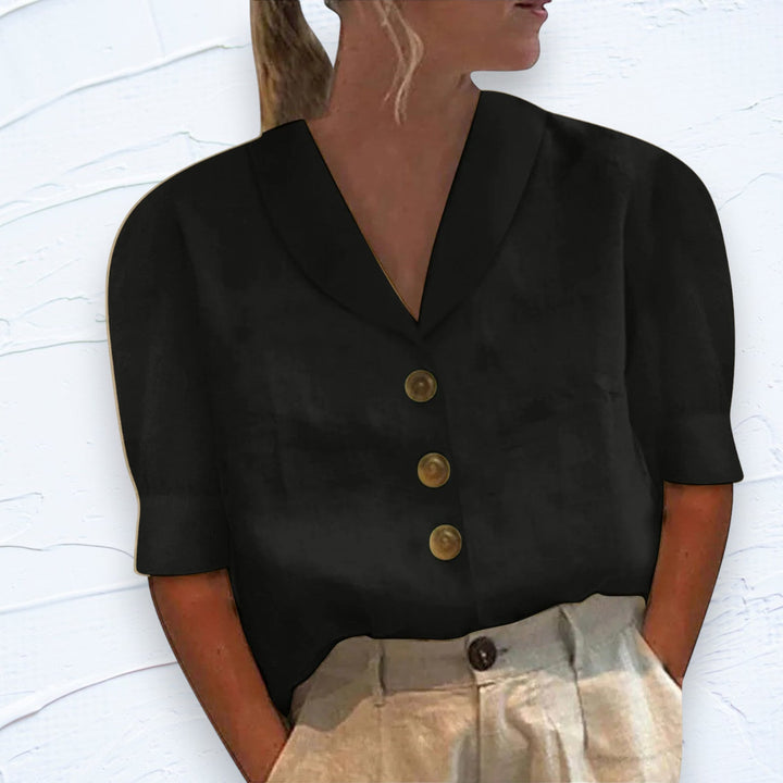 Retro-Chic Button-Up Bluse mit geknoteter Front